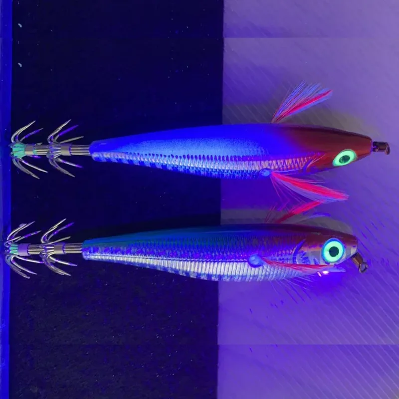 Ackibbik 4pcs/set 10cm/9g Shrimp Fishing Lures Luminous Squid Jig Hook Shrimp Prawn Lure Cuttlefish Fishing Accessories Shrimps