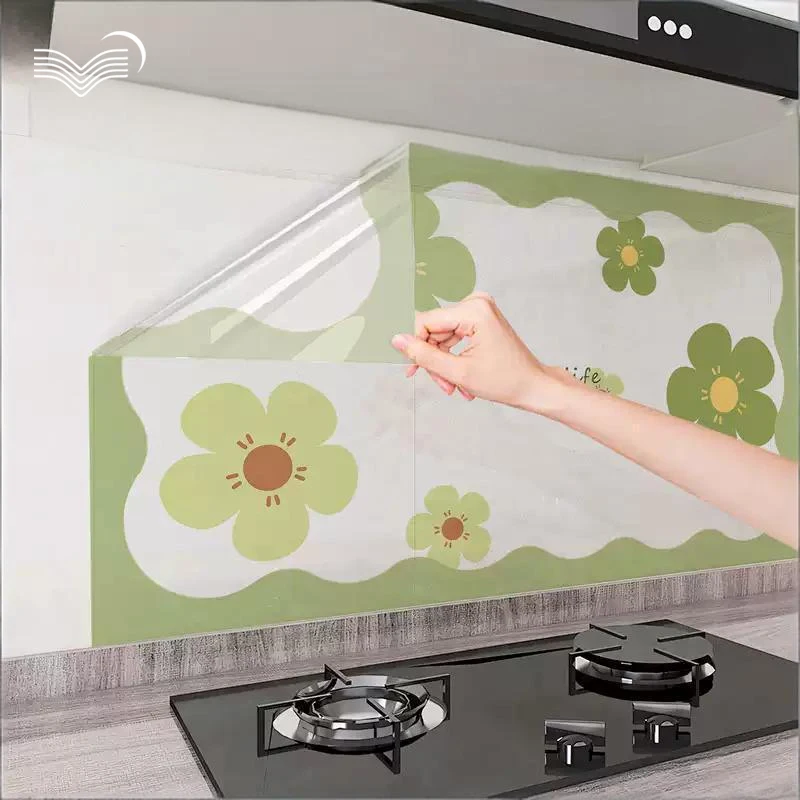 Fresh Floral Static Kitchen Oil Proof Sticker Heat Resistant Waterproof Anti-fouling Stove Wall Decal For Kitchen Backsplash