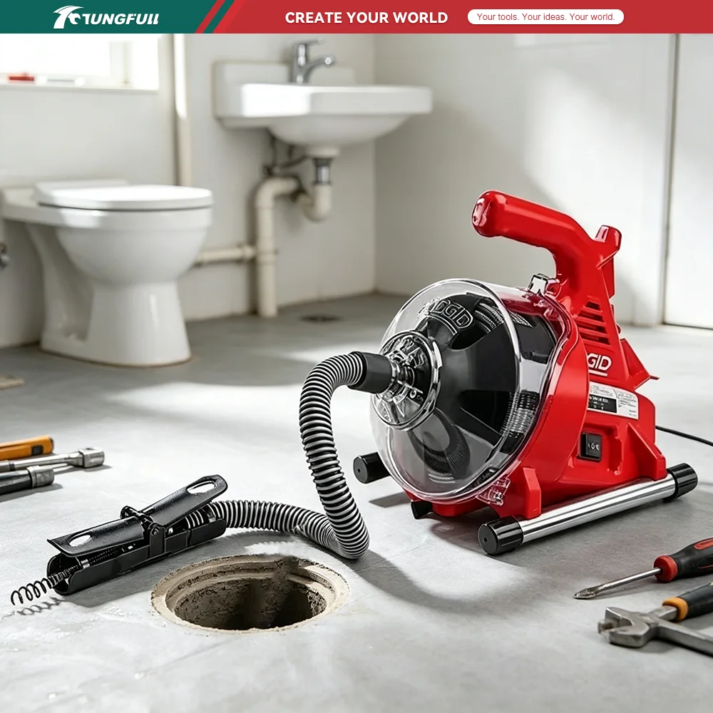 Electric Pipe Dredging Machine 120W 220V R7 Sewer Cleaner for Toilet Bidet Kitchen Floor Leaking Repair Tool