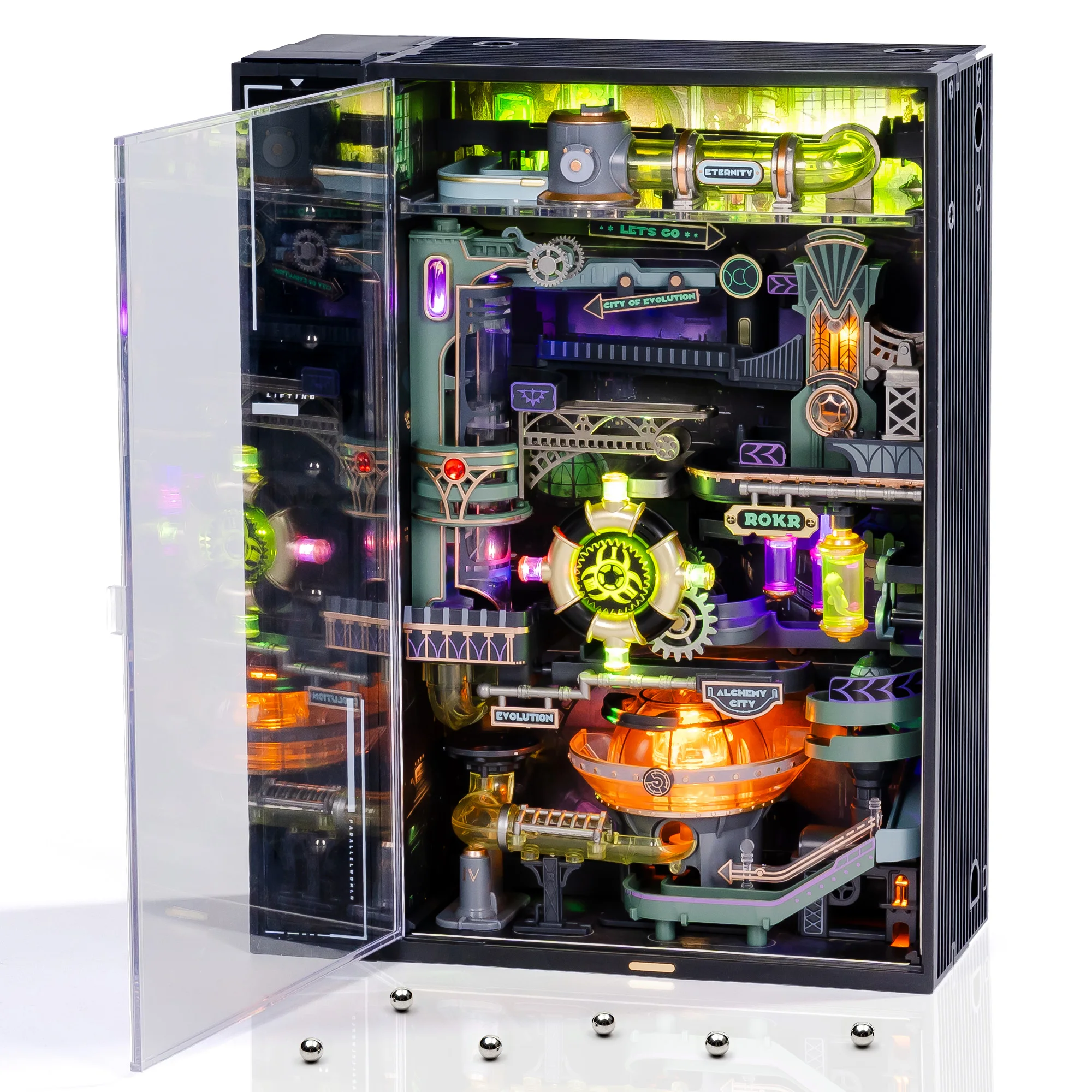 

Набор для сборки модели пинбольной дорожки ROKR - Город Алхимии, 3D-головоломка для взрослых, набор для самостоятельной сборки миниатюрной модели, идеальный подарок для взрослых, MR04S