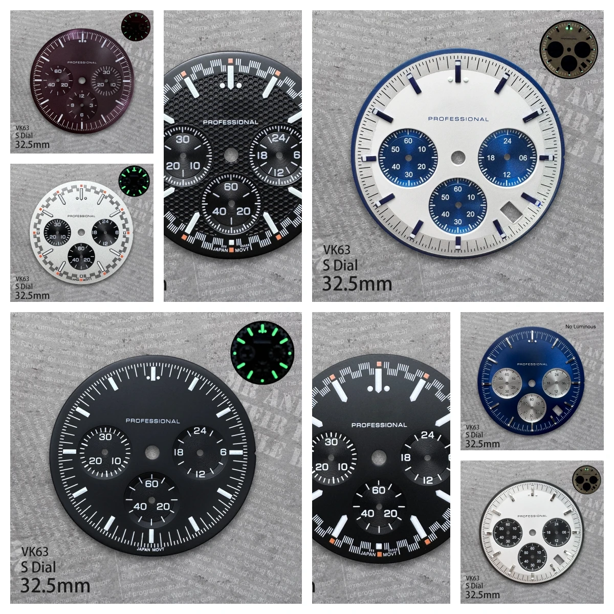 

32.5 mm Panda S Logo Dial Suitable For VK63 Movement Green Luminous Mattet Quality Watch Modification Accessories