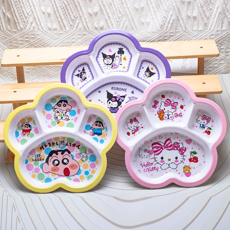 

New Hellokitty Dinner Plate Compartment Anime Sanrio Cartoon Children's Meal Plate Cute Originality Western Plate Gift