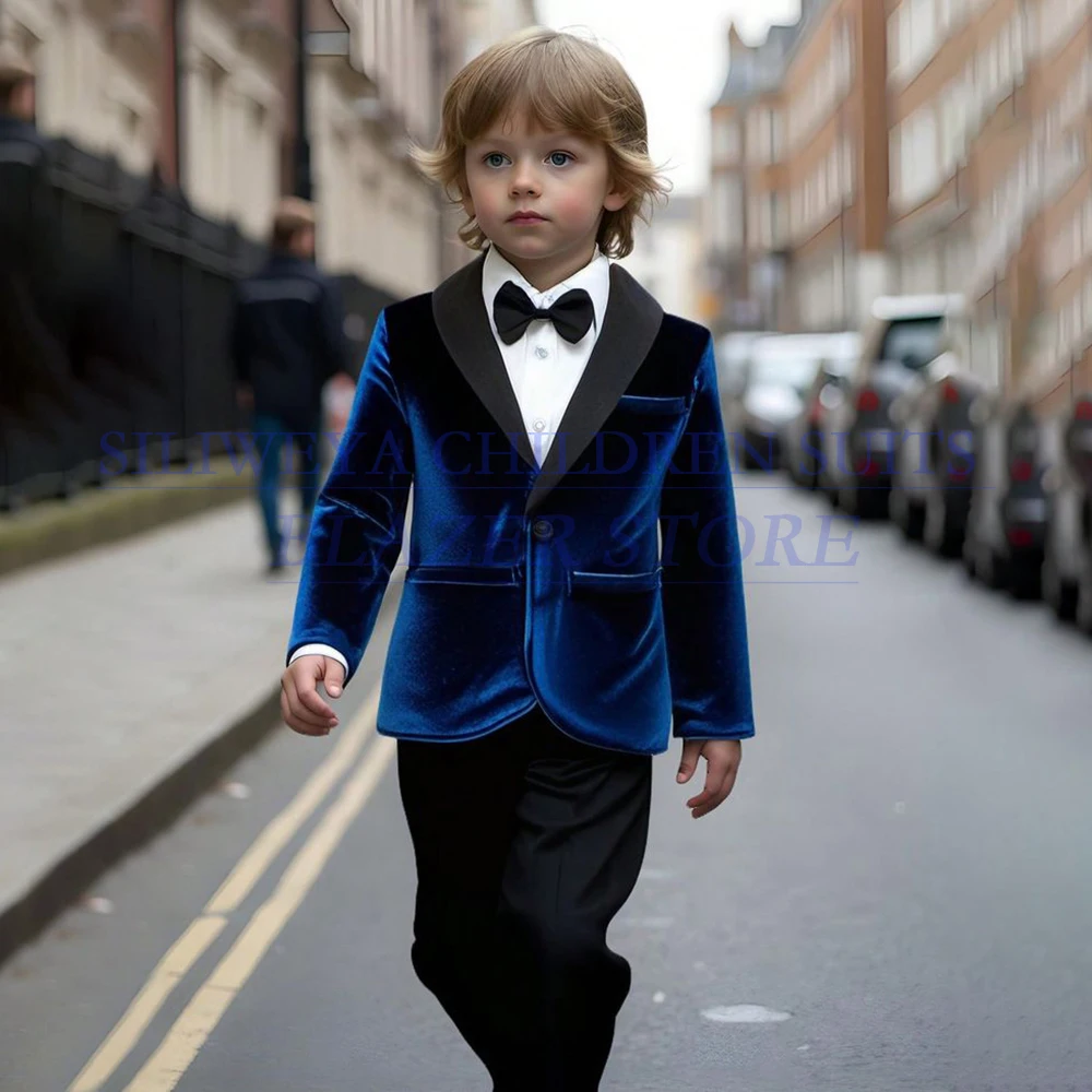 

Бархатные костюмы для мальчиков по индивидуальному заказу, элегантные облегающие костюмы с шалью и лацканами на одной пуговице, куртка и брюки, одежда высокого качества, мужская одежда