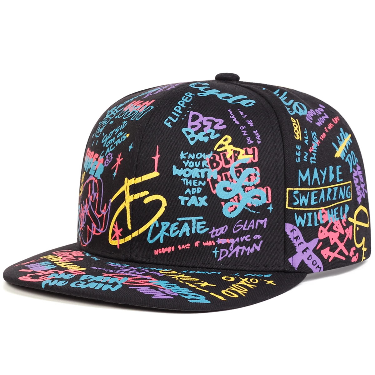 Unisex Colorful Letter Graffiti Printing Hip-hop Hats Spring Autumn Outdoor Adjustable Casual Baseball Caps Sunscreen Hat