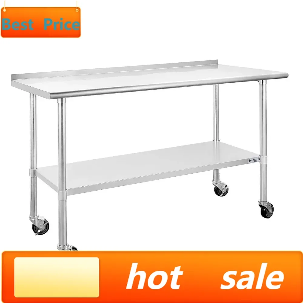 

Горячая распродажа: Стол рабочий из нержавеющей стали, сертифицированный NSF, усиленный, 24 x 60, с колесиками и нижней полкой