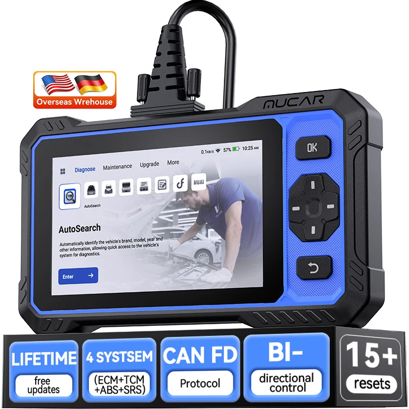 MUCAR 632 Professional Automotive Diagnostic Tool with AI Smart Diagnosis 4 System ECM+TCM+ABS+SRS Lifetime Free Update Scanner