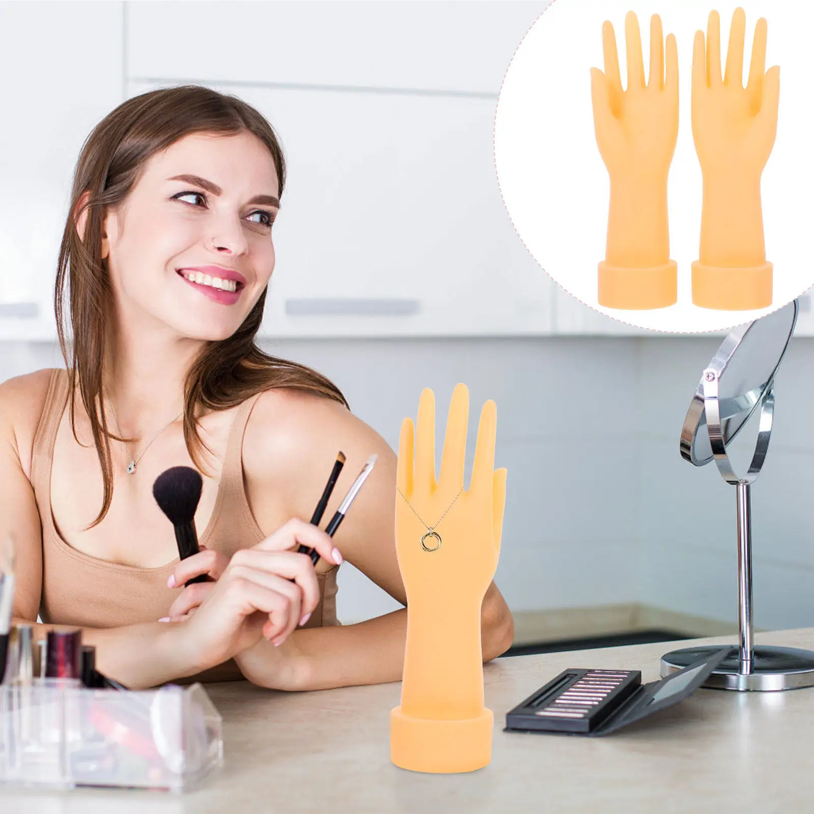 

1 Pair Hand Display Stand Decorative Jewelry Holder Multi-Function Ring Bracelet Earring Organizer Portable Showcase Plastic