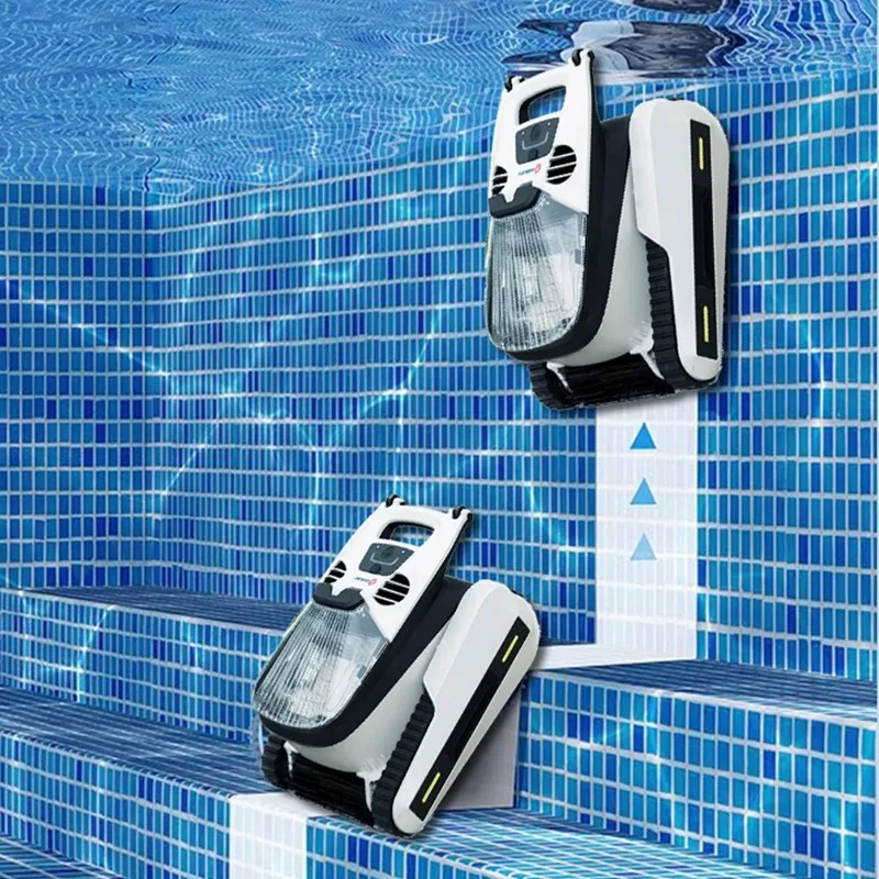

Cordless Robotic Pool Cleaner Auto Ultra Strong Suction Ultra Fine Filter Wall Climb 168W for Inground Pools White