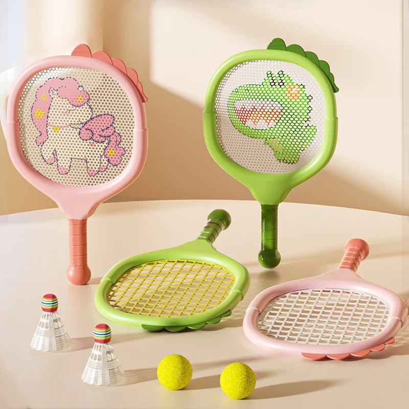 

Cute Cartoon-shaped Children's Tennis Racket Set Entry-level 2 in 1 Badminton Racket Children's Outdoor Sports Racket Toy Gift