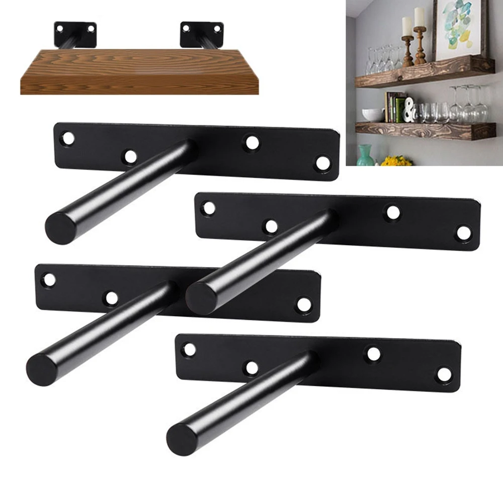 T Shape Concealed Shelf Brackets Screw Mounting Plate Multi sizes Metal Brackets Floating  Wall Shelf Supports