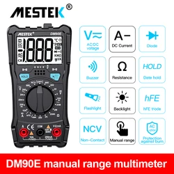 MESTEK Manual Range Digital Multimeter 1999 Counts LCD AC/DC Voltmeter Ammeter Ohm Resistance Tester NCV hFE Triode Flashlight