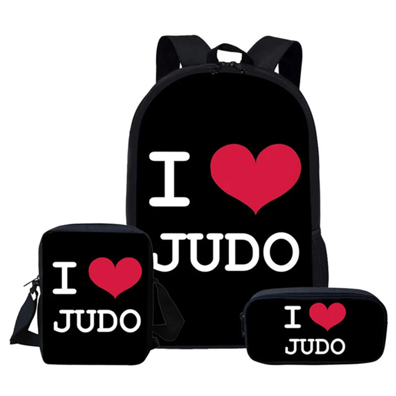 Hiphop Jeugdige Judo 3d Print 3 Stks/set Student Reistas Laptop Dagrugzak Schoudertas Etui