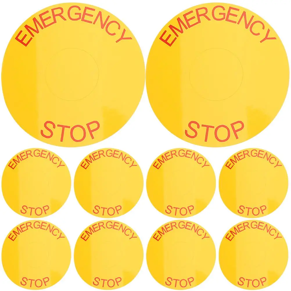 10 Pcs Label Emergency Stop Sign Staff Stickers Maintenance Pvc Replacement Equipment