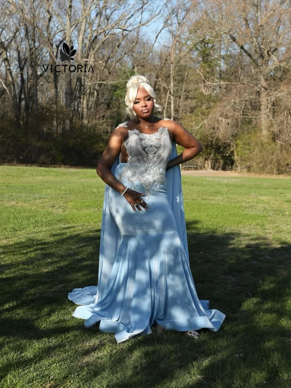 

Jolly Blue Velvet Long Mermaid Prom Dresses For Blackgirls With Cpae Rhinestones Birthday Dress Cocktail Party Gowns Customized