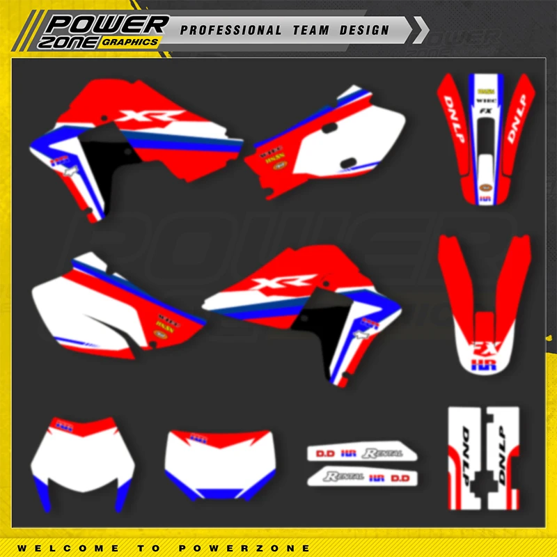 PowerZone Custom Team Graphics Backgrounds Decals Stickers Kit For Honda XR 650R 2009-2000 Supermoto 650cc Custom Design 05