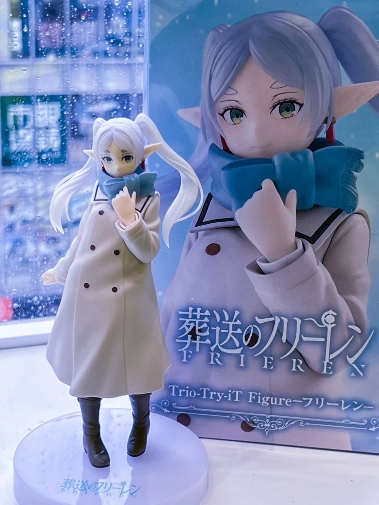 Oryginalna figurka anime Furyu Frieren: Beyond Journey's End, urocza dziewczyna w zimowej sukience, model figurki Frieren, ozdoba, zabawka, prezent.