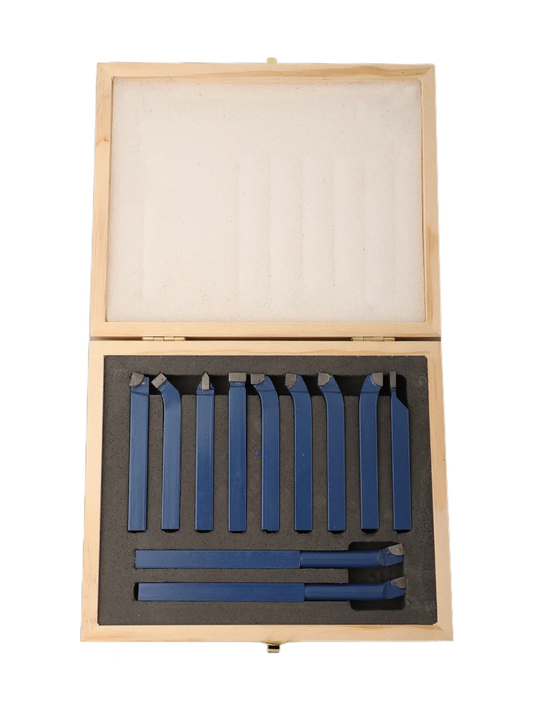 11PCS Carbide Tipped For Lathe Tool Set 10mm 12mm Square Shank Blue Turning Cutting Kit For Metal Working CNC Milling Machine