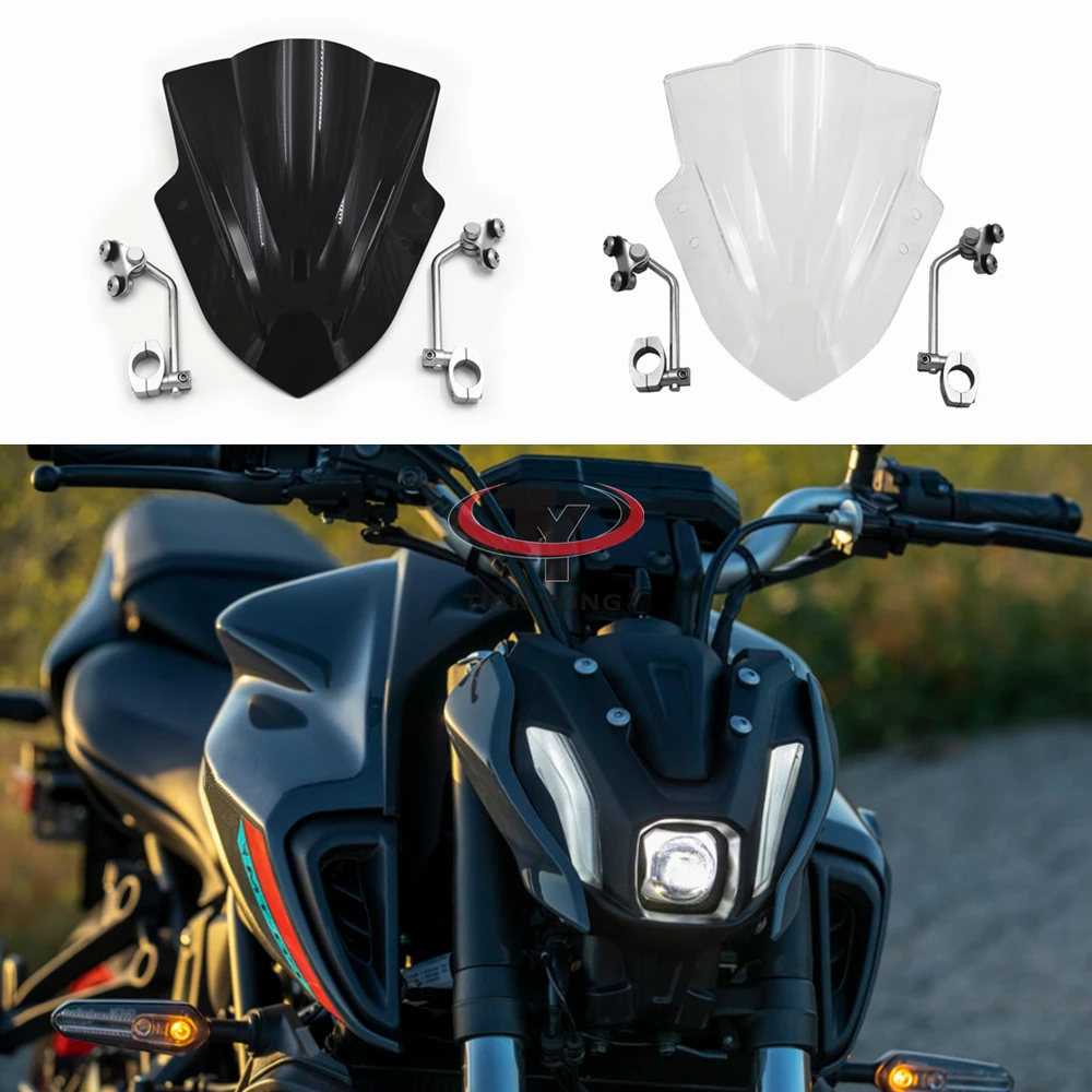 

Windscreen Black Clear Motorcycle For MT-07 MT07 Windshield High Quality Wind Deflectore With support frame