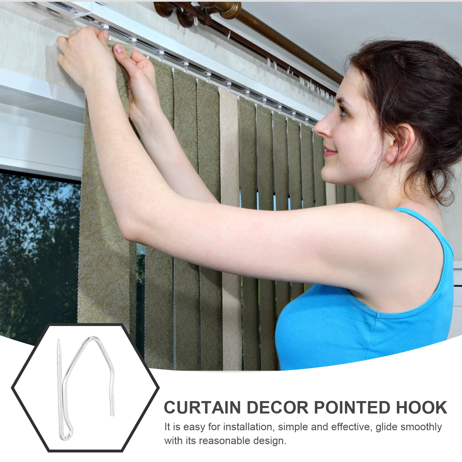 

50pcs Iron Hooks Metal Curtain Hanger Sturdy Drapery Hardware Smooth Glide Quiet Action Premium Material