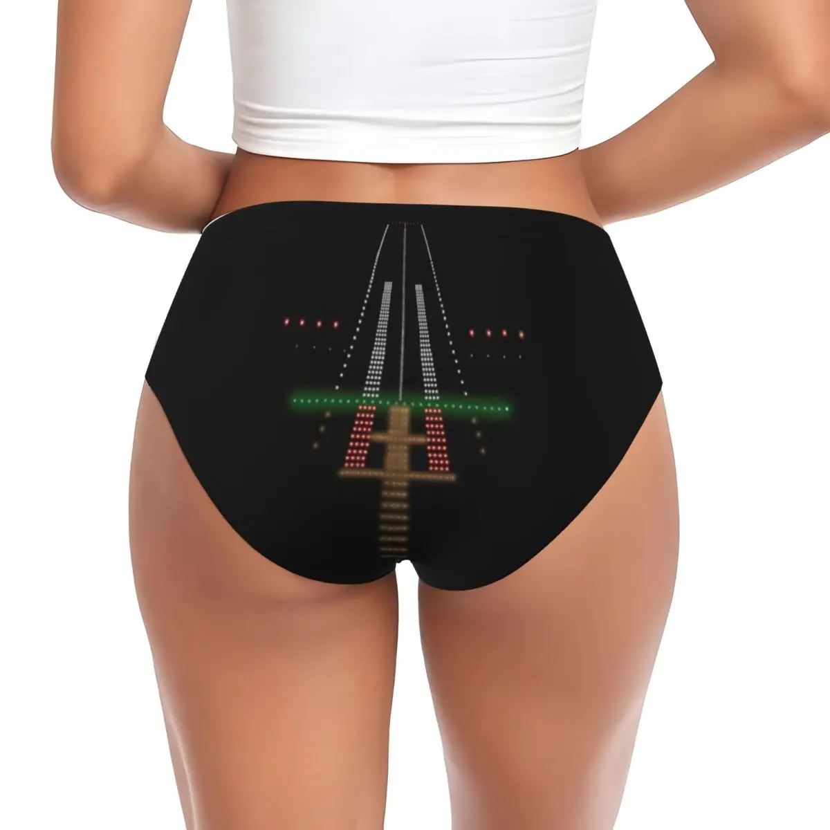 Custom Airport Runway Lights At Night Panties Underwear Female Stretch Brief Panties Air Traffic Controller Briefs Underpants