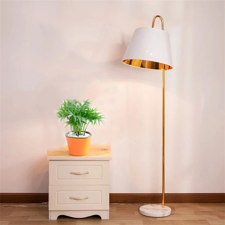 

Nordic Loft Led Floor Lamp Black Cloth Lampshade Standing Lamp Living Room Floor Lamp Bedroom Decoration Stand Light Fixtures