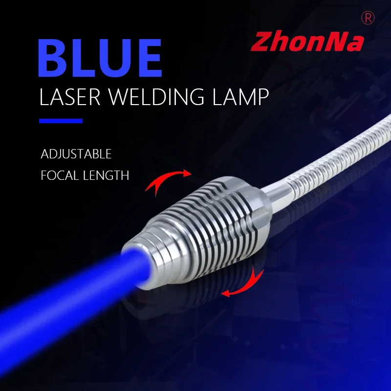 The blue light work light of the laser welding machine has adjustable focal length,and position of hose can be adjusted