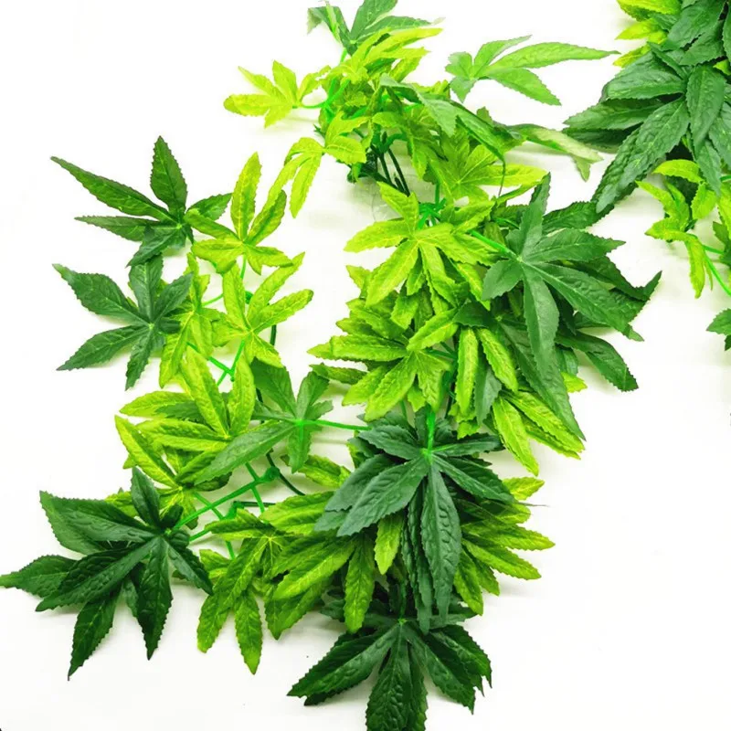 Artificial Vine Reptile Lizards Terrarium Decoration Fake Hanging Leaves Aquarium Reptile Plant Fish Tank Terrarium Ornament