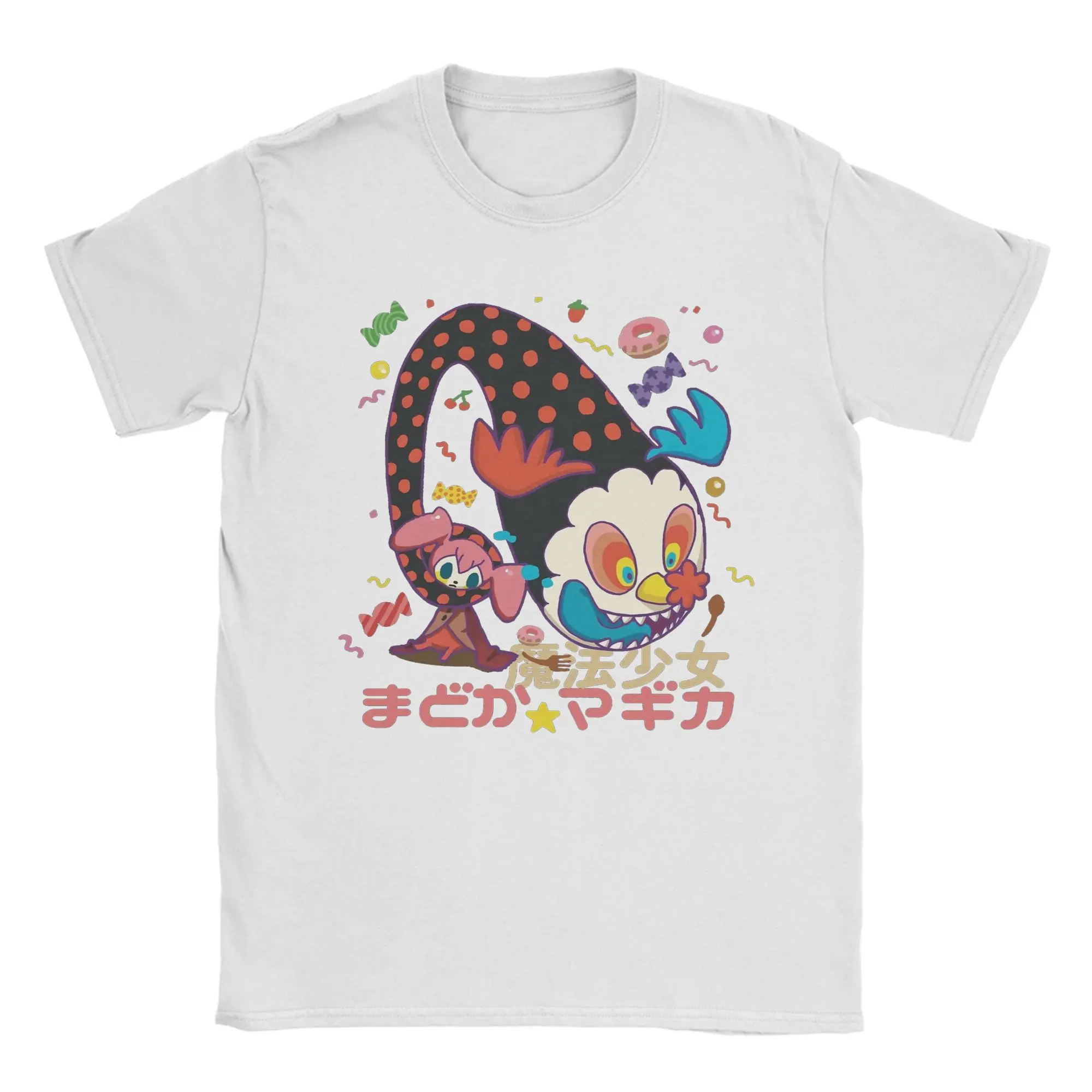 الحلوى الساحرة شارلوت تي شيرت الرجال القطن تي شيرت غير رسمي Crewneck Madoka Magica أنيمي تيز ملابس قصيرة الأكمام هدية فكرة