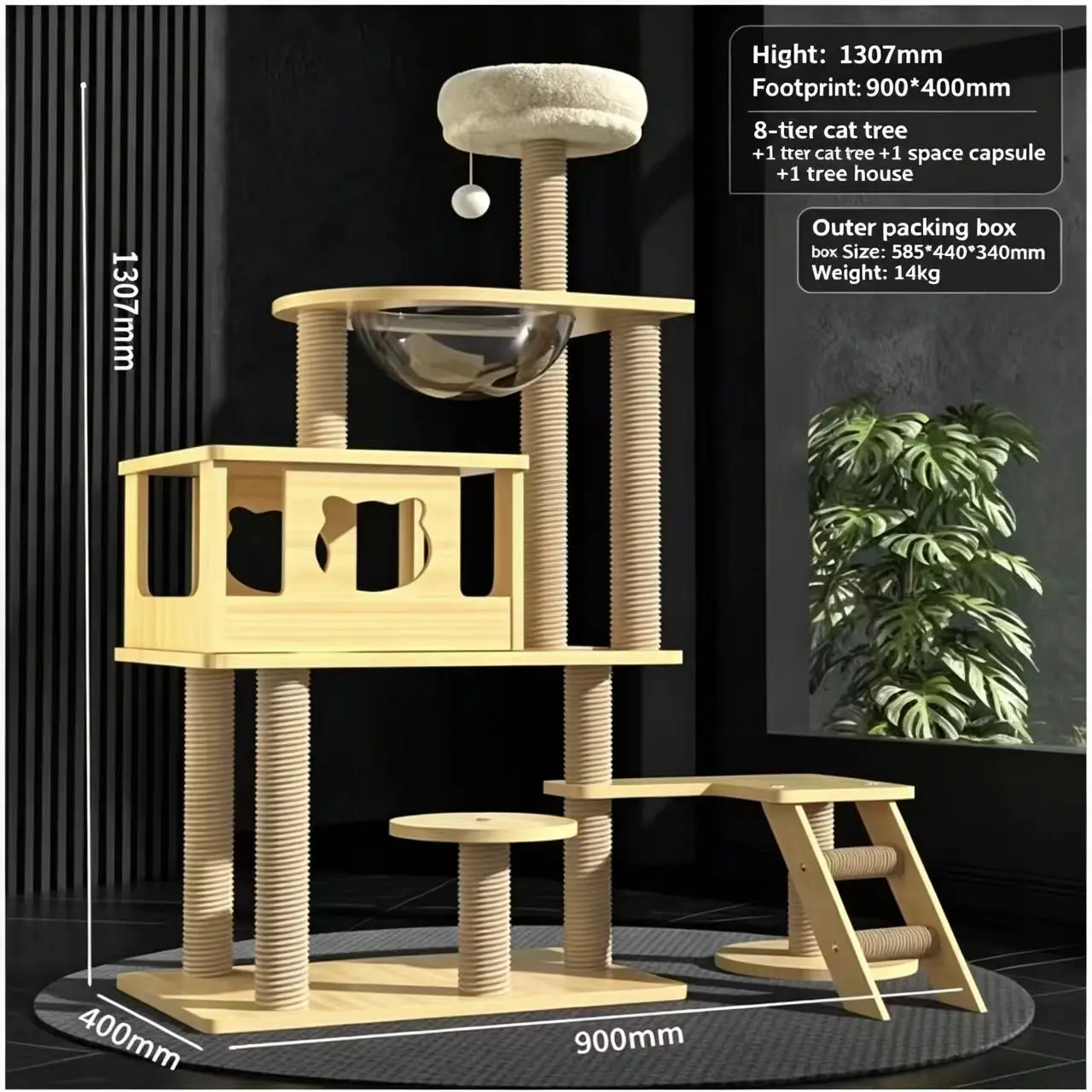 Viral Hot Sale Solid Wood Cat Climbing Tree Combo Cat Nest Cat Scratching Post For   Pet Rest Entertainment