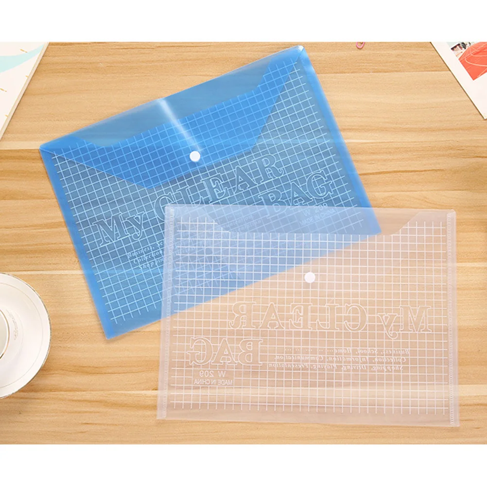 12Pcs Clear PP A4 Document Folder Button Type File Holder Waterproof Office Document Organizer for Home Outdoor