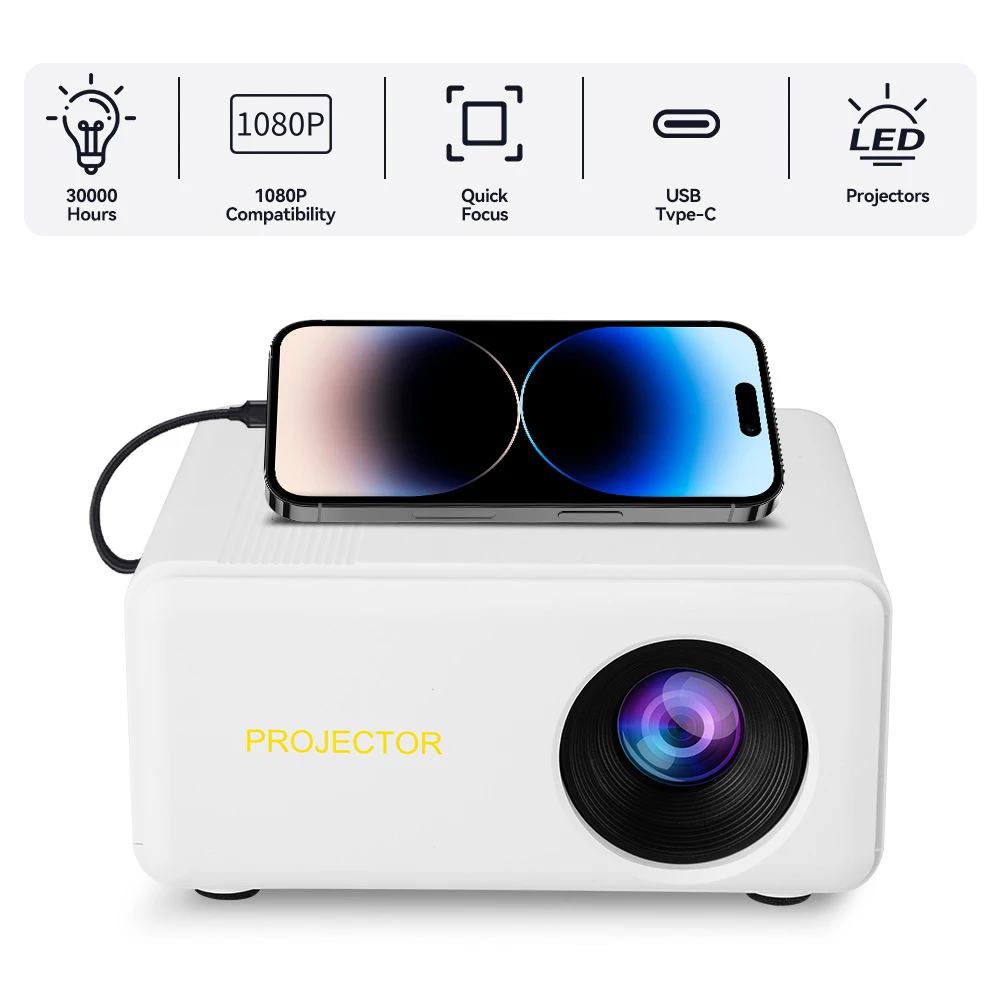M4 Mini Portable Projector 1080P Ceiling Home Theater Wall Projector for Bedroom for Bedroom Travel Outdoor Camping