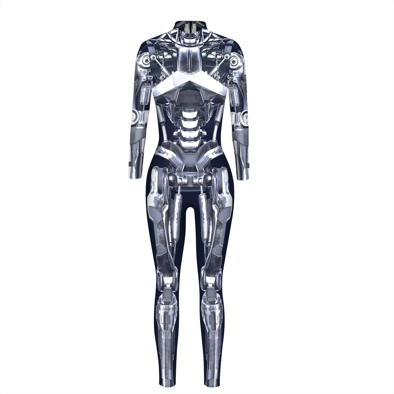 

CosplayRetro Punk Printed Jumpsuits Fashion Cosplay Performance Costumes Long Sleeve Adult Zentai Suit Mechanical Bodysuit Cloth