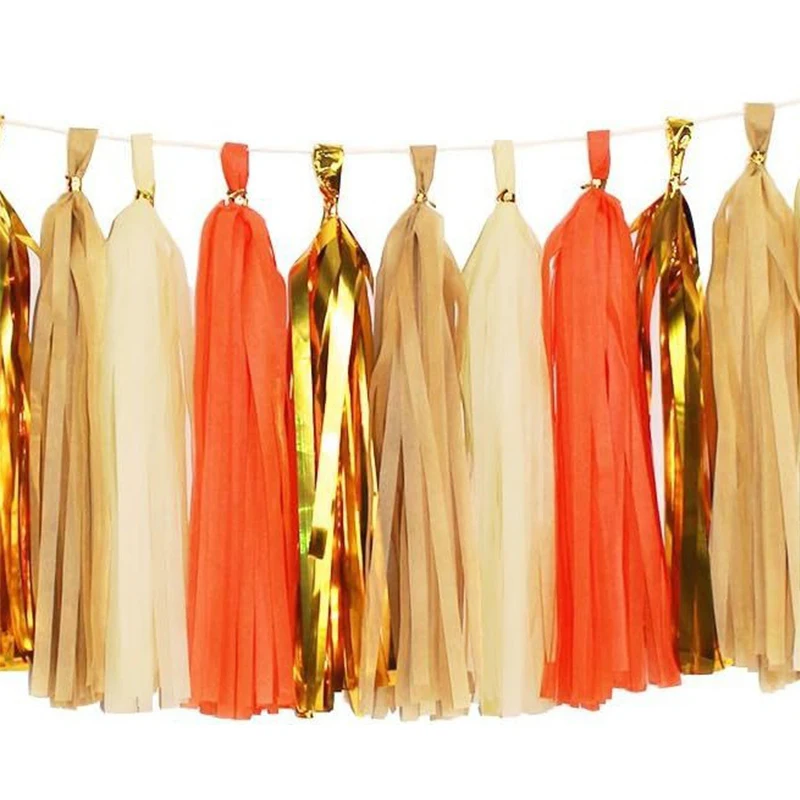 

20PCS/set Multicolor Shiny Tassel Garland Tissue Paper DIY Tassel Banner Table Decor Tassel Party Wedding Shower Decor Supplies