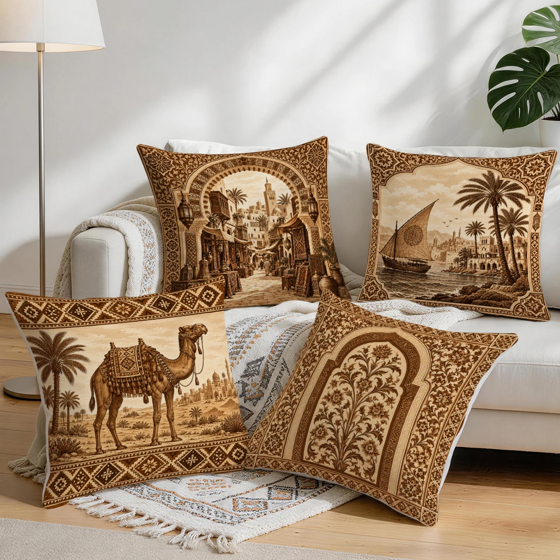 Retro Arabic Style Pillowcase Printed Polyester 40/45/50cm Throw Pillowcover Decorative Sofa Cushion Pillowslip Home Decor