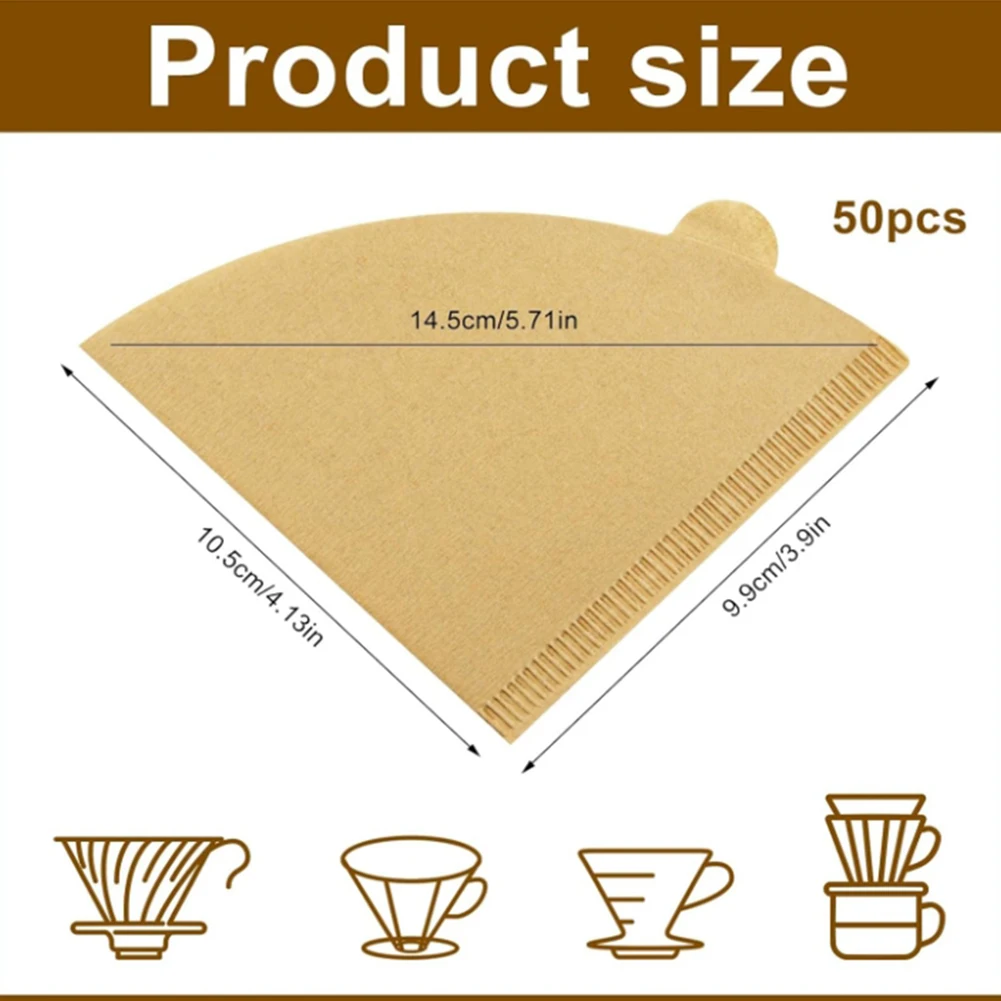 50/100pcs Coffee Filter Paper V-Shaped Cone Filter V01 02 For Pour Over Drip Coffee Filters Accessories
