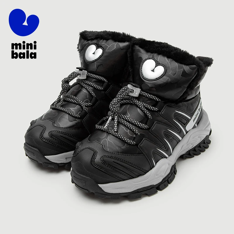 Mini Balabala Scarpe da ginnastica da esterno per bambini Scarpe invernali impermeabili antiscivolo con punta e senza lacci