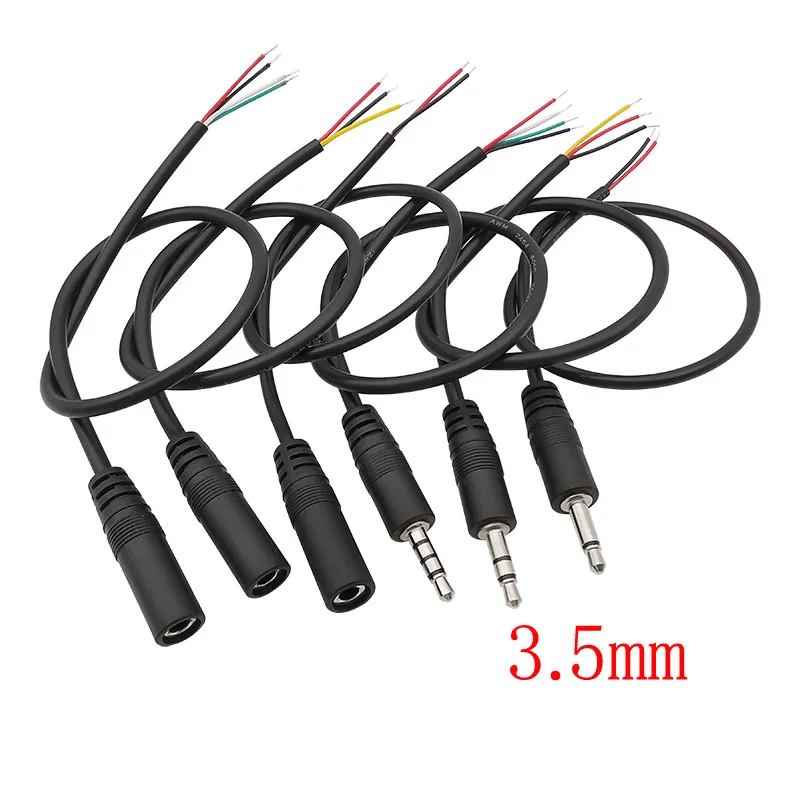 Cable de extensión para reparación de auriculares, conector macho/conector hembra/Mono/estéreo AUX 2/3/4 polos a Cable desnudo, 1 piezas, 2,5/3,5mm