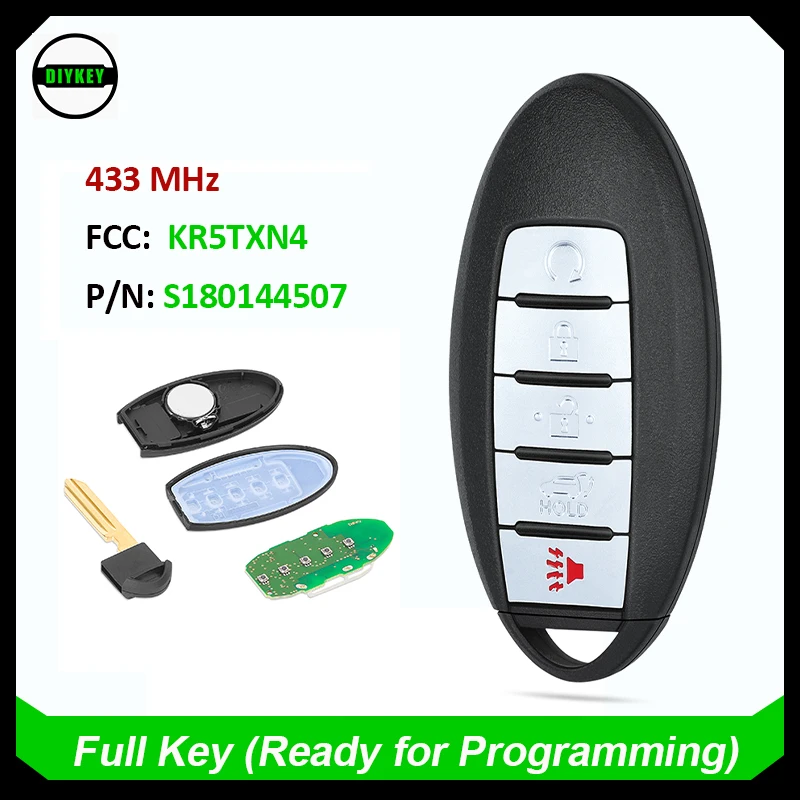 DIYKEY New Proximity Smart Key For Nissan Rogue 2019 2020 2021 22 Remote Fob 433MHz 4A Chip P/N: 285E3-6RR7A, S180144507 KR5TXN4