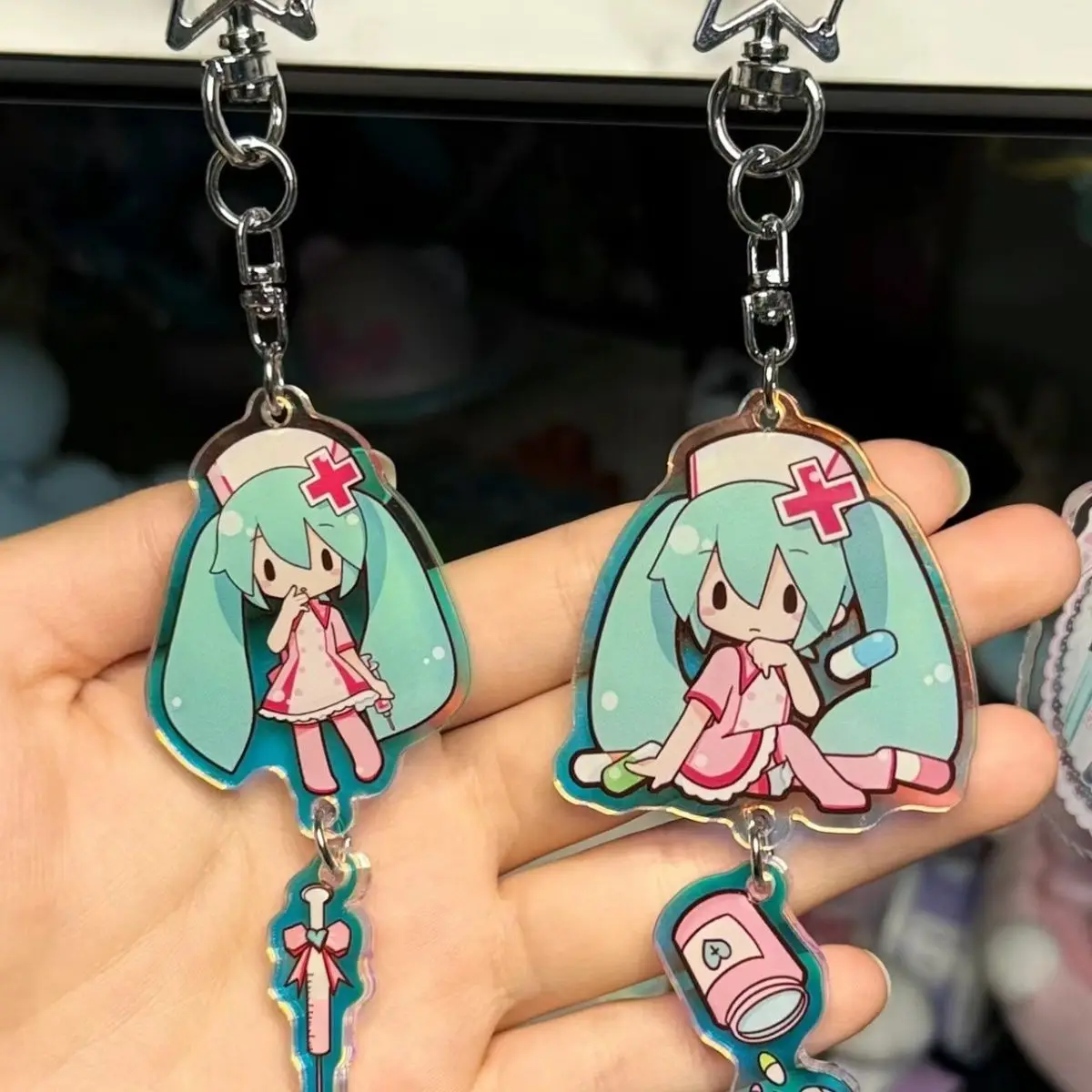 Hatsune Miku Key Buckle Hatsune Miku Project Diva Anime Peripheral Cute Good-looking Acrylic Schoolbag Decorate Pendant New