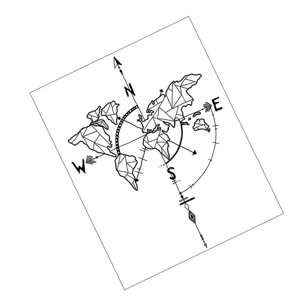 Map Coordinates Stickers Exploration Wall Decals World Decoration Self-adhesive Compass