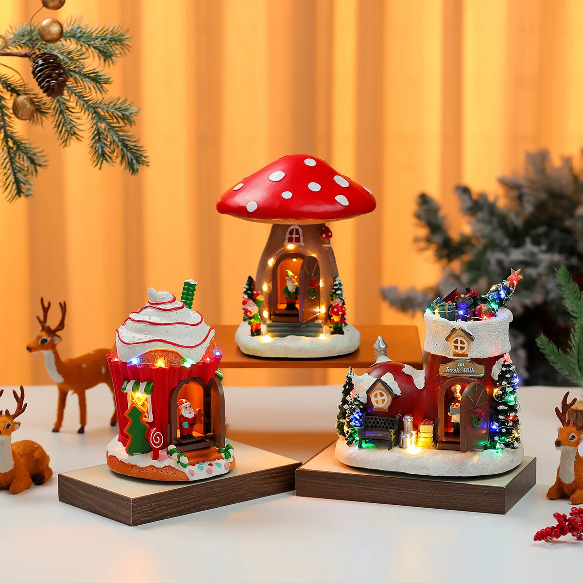 NEW Luminous Creative Ornaments with Music Holy Home Resin Decorations Crafts Christmas Gifts