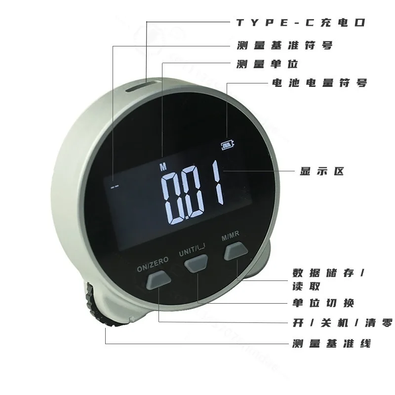 Digital Display Rolling Ruler Multifunctional Arc Cylinder Curved Surface Electronic Distance Measuring Gauge