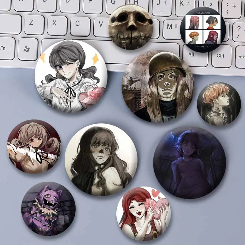 Horror Game The Fear and Hunger Button Pins Cartoon Round Badge Fashion Jewelry Accessories Gifts Cahara Lapel Pin for Backpack