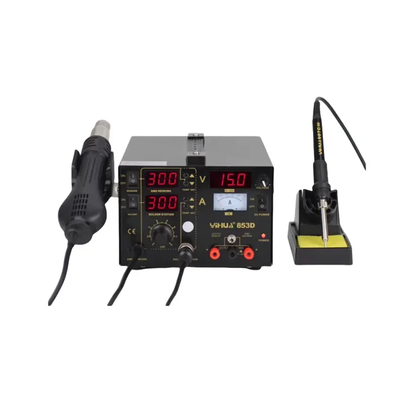 Multifcuntion 3 in 1 Soldering Station Electronic Welding Iron USB Output Tools SMD Rework Heat 853D1A Repair Mobile