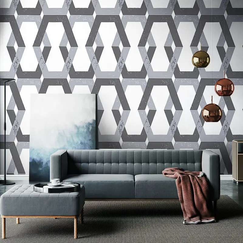 

Nordic Geometric Rhombus 3D Wall Papers Roll Wallpaper Non Woven 3D for Living Room Bedroom Background Bedroom Papel Pintado