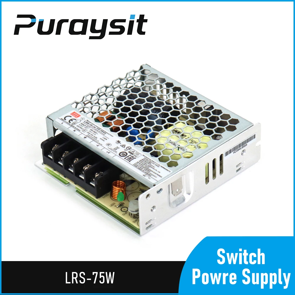 Puraysit Meanwell LRS-75 Switching Power Supply 12V 6A 24V 3.2A 75W Original MW Taiwan Brand for Laser Controller