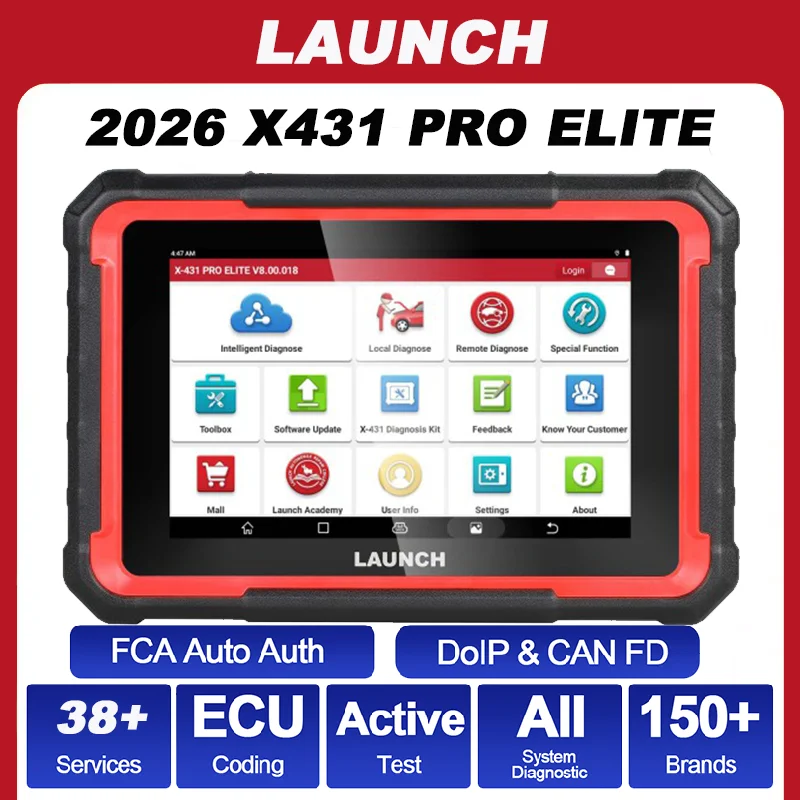 LAUNCH X431 PRO ELITE OBD2 Scanner Full System Car Diagnostic Tool CAN FD DOIP ECU Code Active Test 38+ Reset Automotive Scanner
