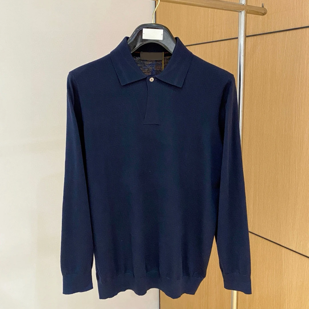 Italian LP solid color lapel knitted polo shirt