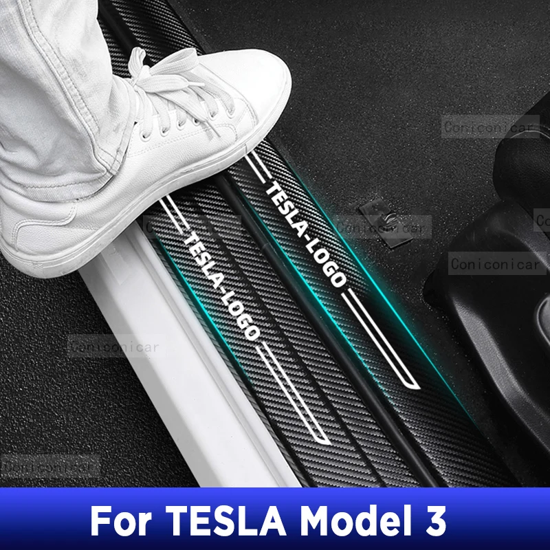 

Для Tesla Model 3 Авто задняя дверь защитная дверь педаль подоконника углеродное волокно текстура аксессуары кожа PU Стайлинг Автомобильная наклейка отделка