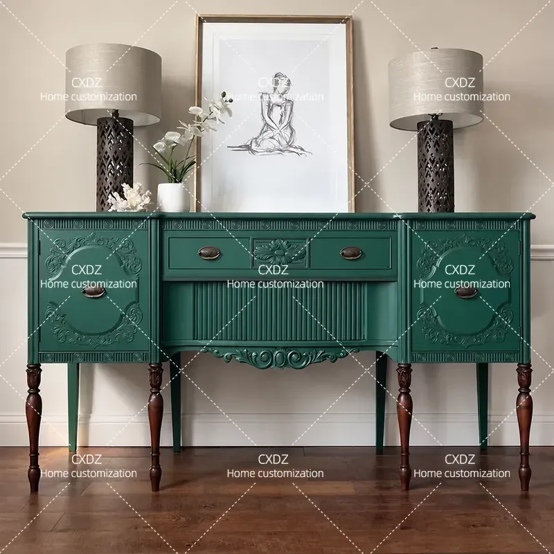 Contrasting Solid Wood Porch Cabinet Living Room Engraved Decorative Cabinet Entrance Partition Foyer Storage Unit
